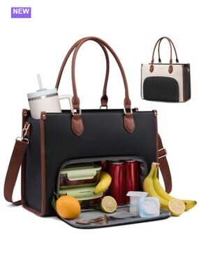 3 in 1 Insulated Lunch Tote Bag 15.6" Laptop Compartment